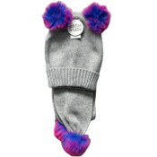 Wholesale - 3pc FLAT KNIT W/MULTI COLOR FAUX FUR POMS HAT/GLOVE/SCARF SET C/P 48, UPC: 794434461260
